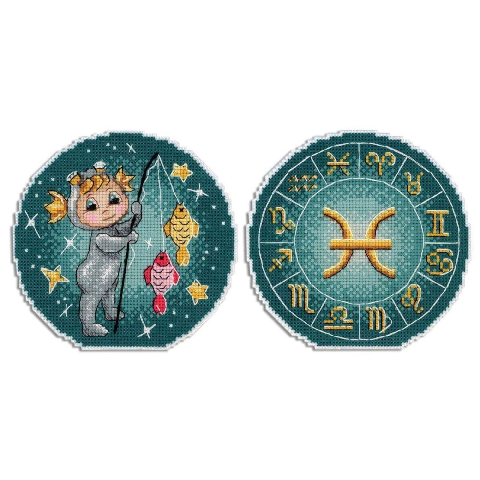 MP Studia Zodiac Signs Pisces Plastic Canvas Counted Cross Stitch Kit